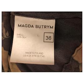 Magda Butrym-Minivestido de seda Magda Butrym Heidi Klum 36 Pequeño s-Negro,Dorado,Amarillo