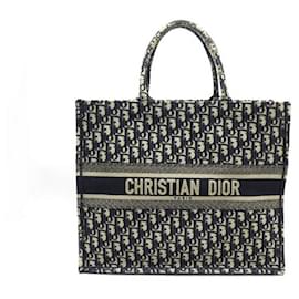 Christian Dior-NEUF SAC A MAIN CHRISTIAN DIOR BOOK TOTE LARGE M1286ZRIZ TOILE OBLIQUE BAG-Bleu