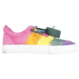 Off White Low Vulcanized Rainbow Sneakers in Multicolor Canvas Other Python print