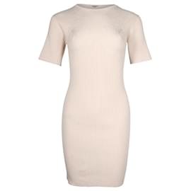 Stella Mc Cartney-Stella Mccartney Geripptes Strick-Minikleid aus beiger Baumwolle-Braun,Beige