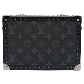 Louis Vuitton-Louis Vuitton Monogram Eclipse Clutch Box Crossbody Bag in Black Leather-Other