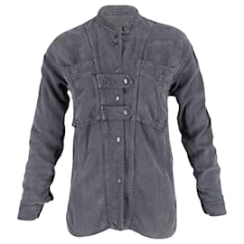 Isabel Marant-Isabel Marant Etoile Button-Front Shirt in Charcoal Lyocell-Dark grey