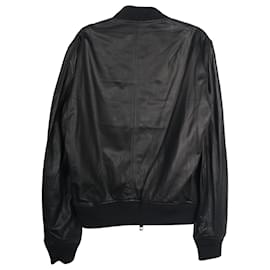 Burberry-Burberry Brit Bomber Jacket en piel de cordero negra-Negro