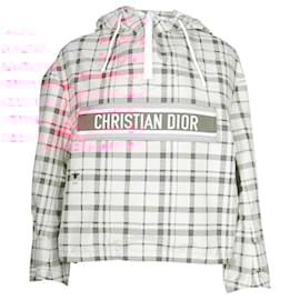 Dior-Christian Dior Logo Checked Long Sleeve Hoodie in Pink Polyester -Other