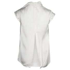 Sandro-Blusa de algodón blanco con tachuelas Courbe de Sandro Paris-Blanco