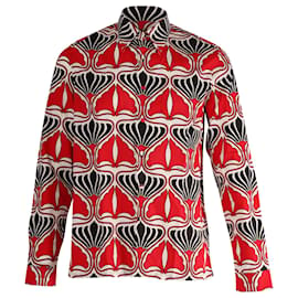 Prada-Camicia Prada a manica lunga stampata con bottoni sul davanti in cotone multicolor-Altro