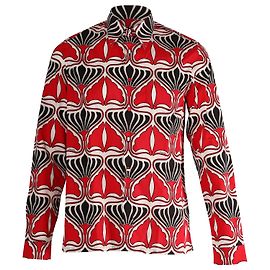 Prada Printed Long Sleeve Button Front Shirt in Multicolor Cotton Other