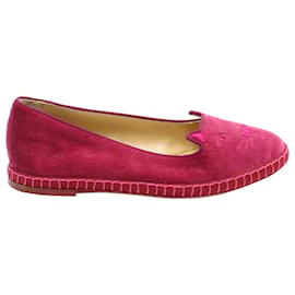 Charlotte Olympia-Espadrillas Charlotte Olympia Kitty in velluto rosso lampone-Rosso