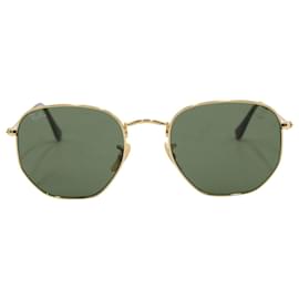 Ray-Ban-Ray Ban Hexagonal Flat Sunglasses in Gold-Plated Metal-Golden