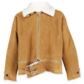 Jaqueta Shearling com fivela e acabamento contrastante Loewe em Cordeiro Shearling marrom Marrom