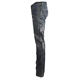 Dior-Dior Slim Waxed Jeans aus blauer Baumwolle-Blau