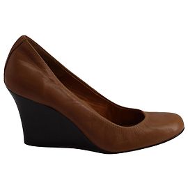 Ballerina con Zeppa Lanvin in Pelle Marrone Ocra Marrone Rosso