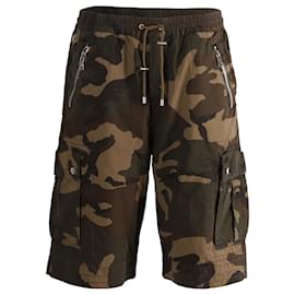 Balmain-Balmain Camouflage Cargo Shorts in Green Khaki Cotton-Green,Khaki