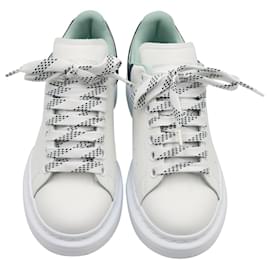 Alexander Mcqueen-Zapatillas Alexander McQueen Oversize de piel blanca y verde bosque-Otro,Impresión de pitón