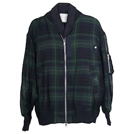 Sacai-Sacai Checked Bomber Jacket in Multicolor Rayon -Other