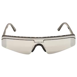 Balenciaga-Óculos de sol retangular de esqui Balenciaga em acetato preto-Preto