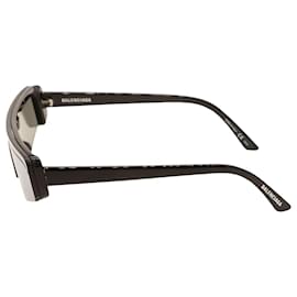 Balenciaga-Óculos de sol retangular de esqui Balenciaga em acetato preto-Preto