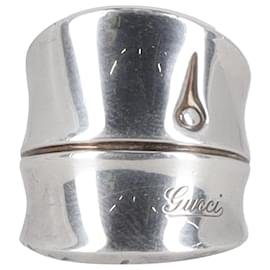 Gucci-Gucci Bamboo Wide Band Ring aus silberfarbenem Metall-Silber,Metallisch