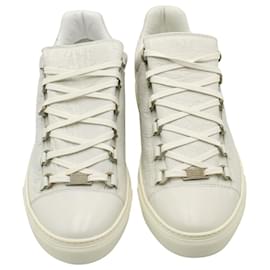 Balenciaga-Balenciaga Arena Sneakers in White Lambskin Leather-White