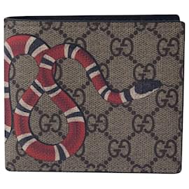 Gucci-Gucci Kingsnake Print GG Supreme Wallet in Beige Print Canvas-Other
