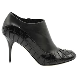 Dior-Dior Serpent Ankle High Heel Stiefel aus schwarzem Leder-Schwarz