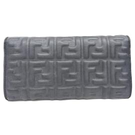 Fendi-*Fendi long wallet 2-fold embossed Zucca 8M0251 Gray-Grey