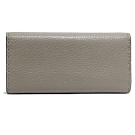 Fendi-*FENDI long wallet gray selleria leather-Grey