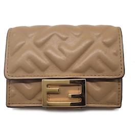 Fendi-*FENDI 8M0395 micro tri-fold wallet tri-fold wallet women's-Golden