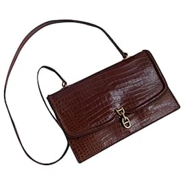 Hermès Chaîne d’ancre Umhängetasche aus porösem Krokodilleder Braun