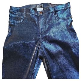 Chanel pants Metallic Dark blue