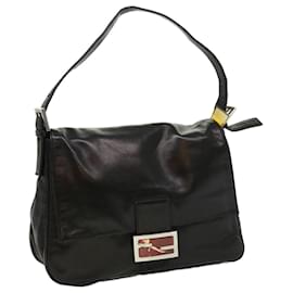 Fendi-FENDI Borsa A Tracolla Mamma Baguette Pelle Nera Auth bs2909-Nero