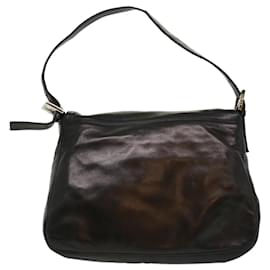 Fendi-FENDI Mamma Baguette Shoulder Bag Leather Black Auth bs2909-Black