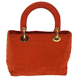 Christian Dior-Christian Dior Lady Dior Canage Hand Bag Nylon Orange Auth bs2910-Orange