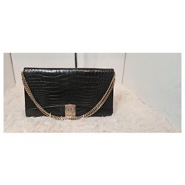 Bolsa Christian Dior em couro de crocodilo marrom Marrom
