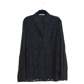 Prada BLACK NIGHT LACE COTTON FR38 Black