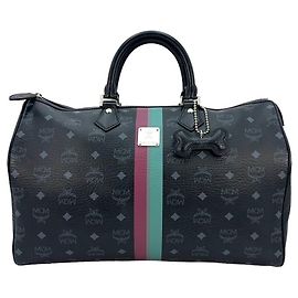 MCM VISETO'S BOSTON BAG 40 BLACK + PENDANT Black