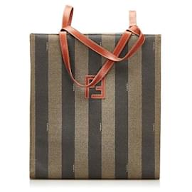 Fendi-fendi Pequin Striped 2way Backpack grey-Grey