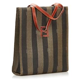 Fendi-fendi Pequin Striped 2way Backpack grey-Grey