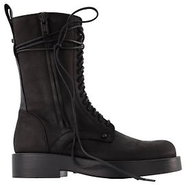 Ann Demeulemeester Botins Maxim em Couro Preto Preto