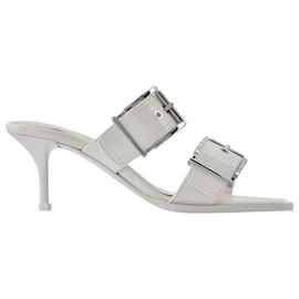 Alexander Mcqueen-Sandalias - Alexander Mcqueen - Marfil/Plata - Cuero-Otro,Impresión de pitón