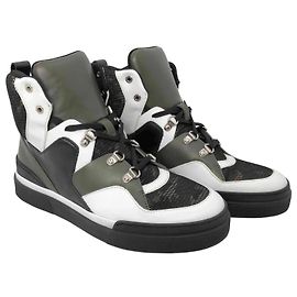 Baskets montantes Balmain en cuir kaki Vert Kaki