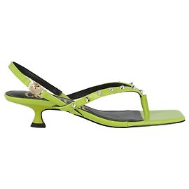 Versace Jeans Couture Studded Kitten Heel Sandals Green