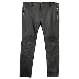 Balmain Bikerhose aus schwarzem Leder Schwarz