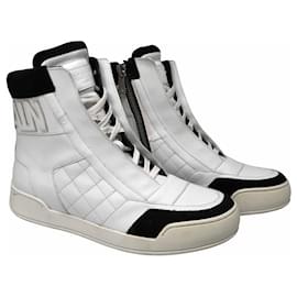 Balmain-Balmain High-Top-Sneakers aus weißem Leder-Weiß