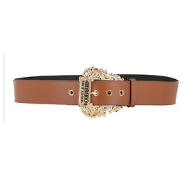 Cinto de couro com fivela barroca Versace Jeans Couture Marrom