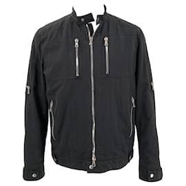 Balmain-Balmain windbreaker jacket in black linen-Black