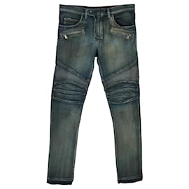 Balmain-Balmain-Jeans aus blauem Vintage-Denim-Blau