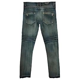 Balmain-Balmain-Jeans aus blauem Vintage-Denim-Blau