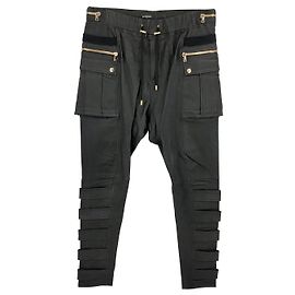 Balmain cargo pants in black leather with zip Black