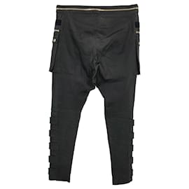 Balmain-Balmain cargo pants in black leather with zip-Black